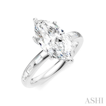 Marquise Shape Semi-Mount Diamond Engagement Ring