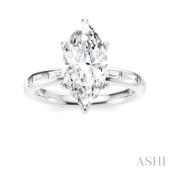 Marquise Shape Semi-Mount Diamond Engagement Ring
