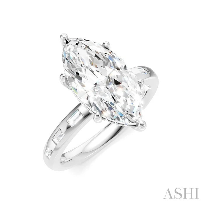 Marquise Shape Semi-Mount Diamond Engagement Ring
