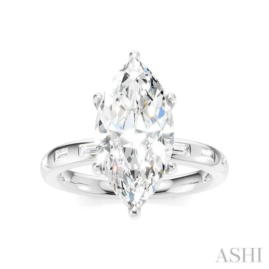 Marquise Shape Semi-Mount Diamond Engagement Ring