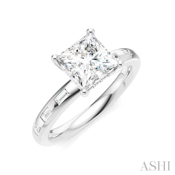 Princess Shape Semi-Mount Diamond Engagement Ring