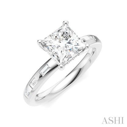 Princess Shape Semi-Mount Diamond Engagement Ring
