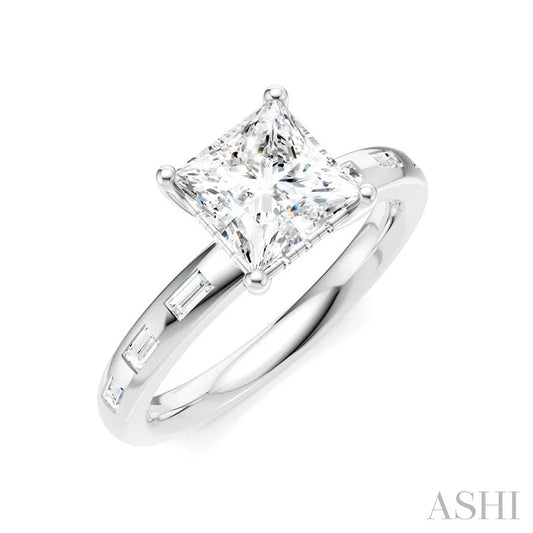 Princess Shape Semi-Mount Diamond Engagement Ring