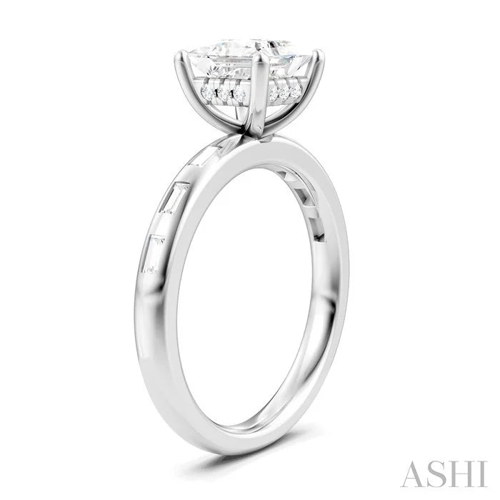 Princess Shape Semi-Mount Diamond Engagement Ring