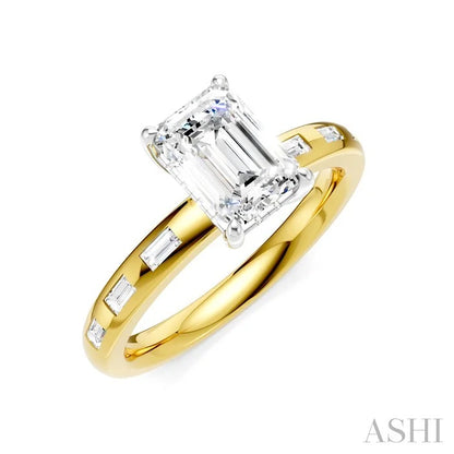 Emerald Shape Semi-Mount Diamond Engagement Ring