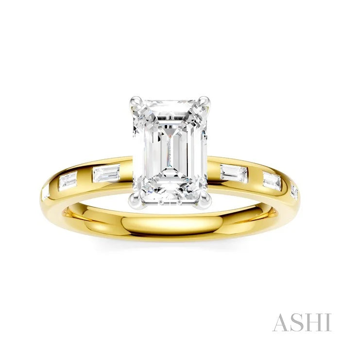 Emerald Shape Semi-Mount Diamond Engagement Ring