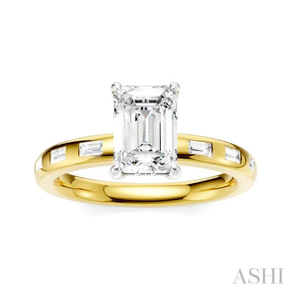 Emerald Shape Semi-Mount Diamond Engagement Ring