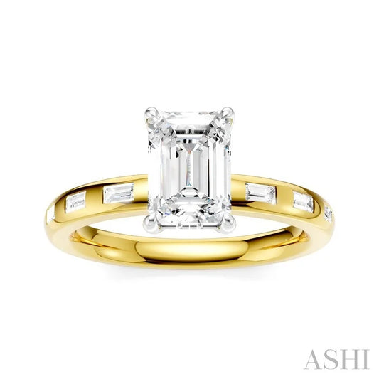 Emerald Shape Semi-Mount Diamond Engagement Ring