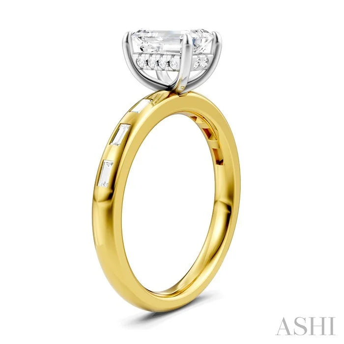 Emerald Shape Semi-Mount Diamond Engagement Ring