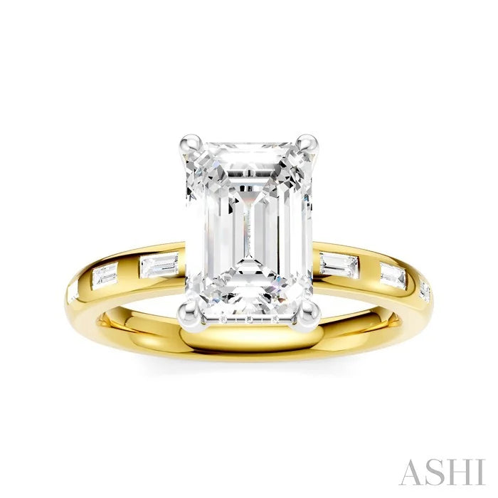 Emerald Shape Semi-Mount Diamond Engagement Ring