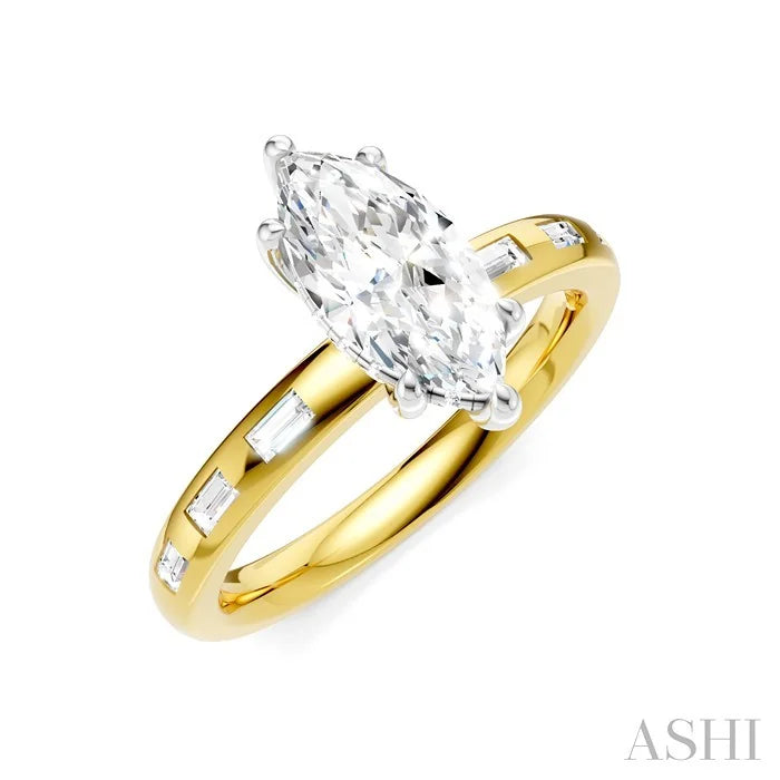 Marquise Shape Semi-Mount Diamond Engagement Ring