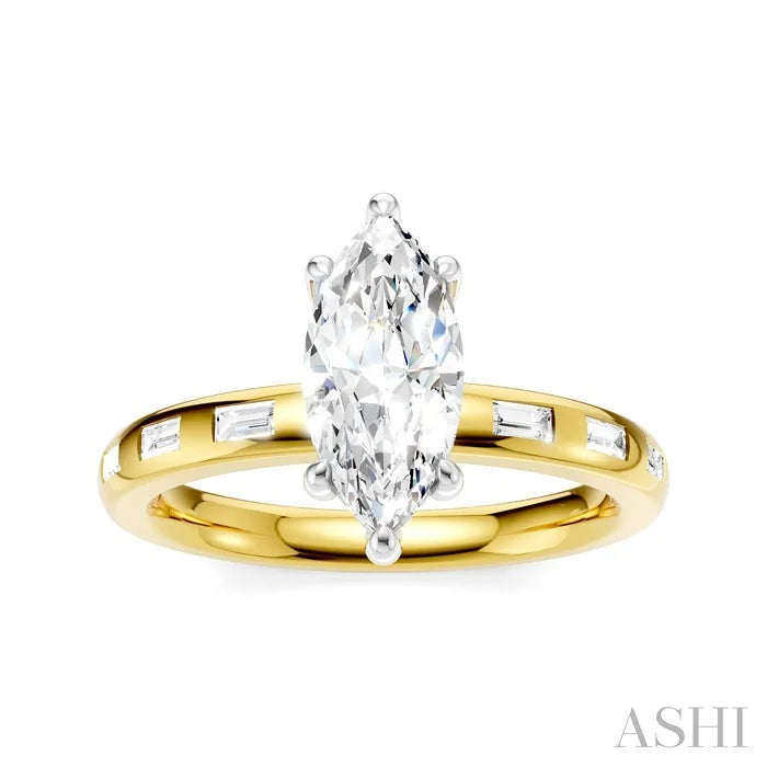 Marquise Shape Semi-Mount Diamond Engagement Ring