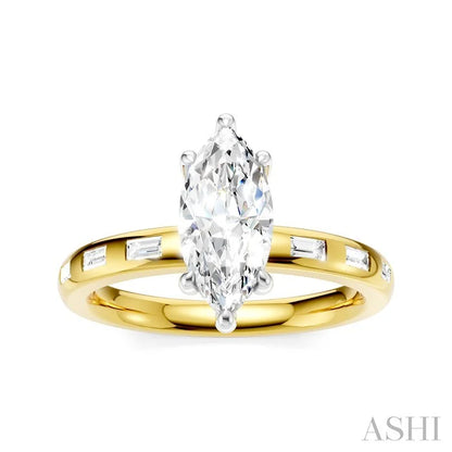 Marquise Shape Semi-Mount Diamond Engagement Ring