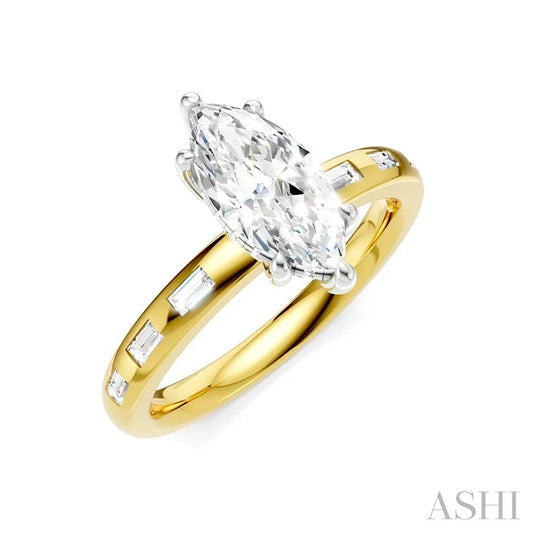 Marquise Shape Semi-Mount Diamond Engagement Ring