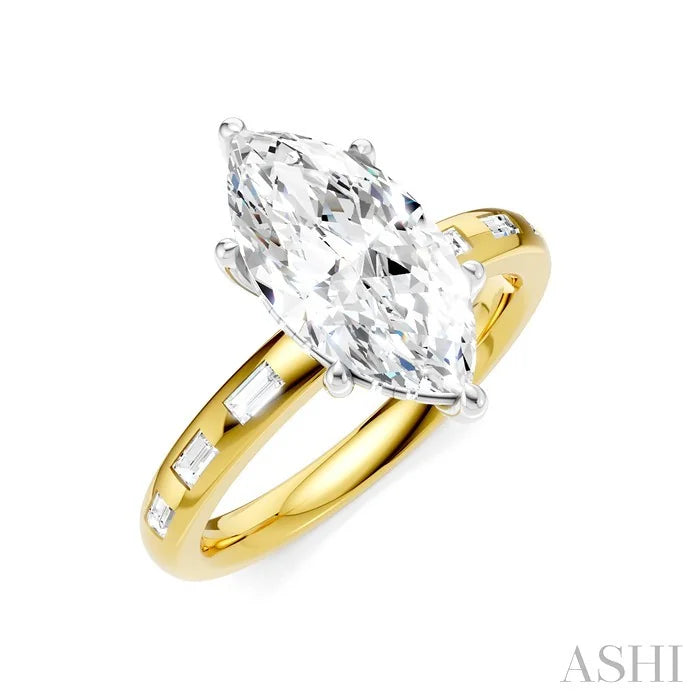 Marquise Shape Semi-Mount Diamond Engagement Ring