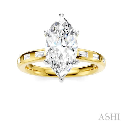 Marquise Shape Semi-Mount Diamond Engagement Ring