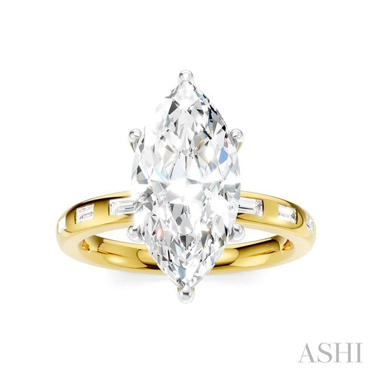 Marquise Shape Semi-Mount Diamond Engagement Ring