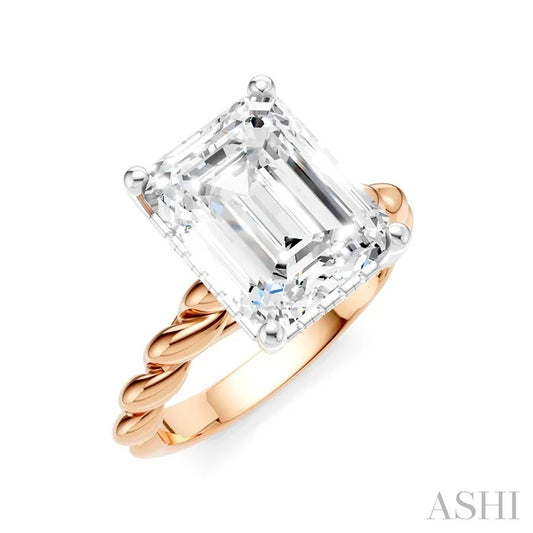 Emerald Shape Semi-Mount Diamond Engagement Ring