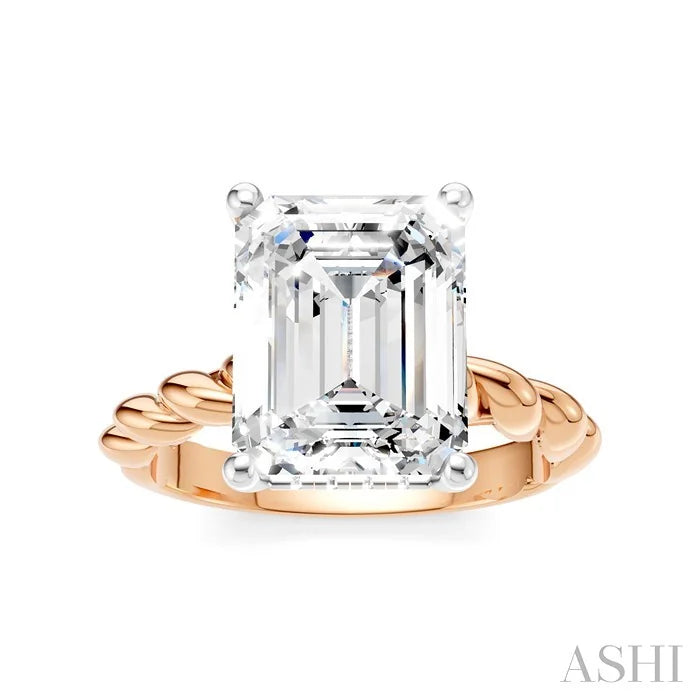 Emerald Shape Semi-Mount Diamond Engagement Ring