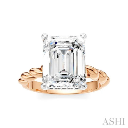 Emerald Shape Semi-Mount Diamond Engagement Ring