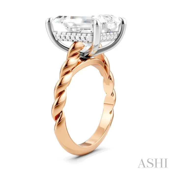 Emerald Shape Semi-Mount Diamond Engagement Ring