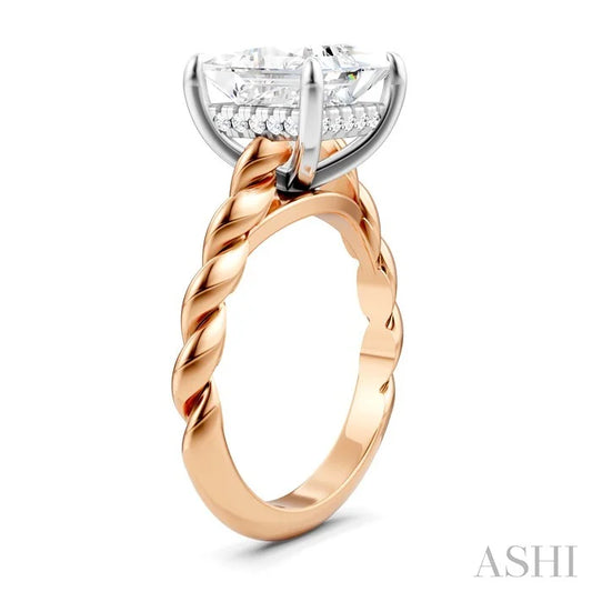 Princess Shape Semi-Mount Diamond Engagement Ring