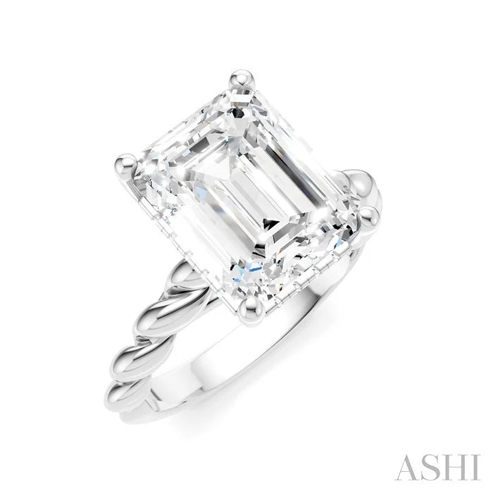Emerald Shape Semi-Mount Diamond Engagement Ring