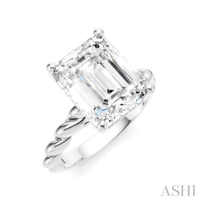 Emerald Shape Semi-Mount Diamond Engagement Ring