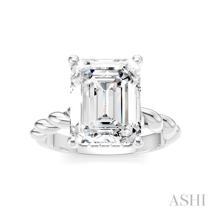 Emerald Shape Semi-Mount Diamond Engagement Ring