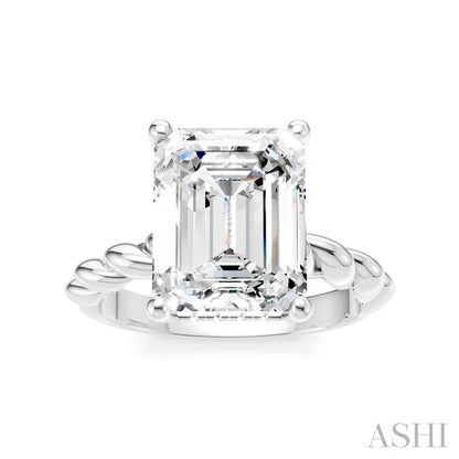 Emerald Shape Semi-Mount Diamond Engagement Ring