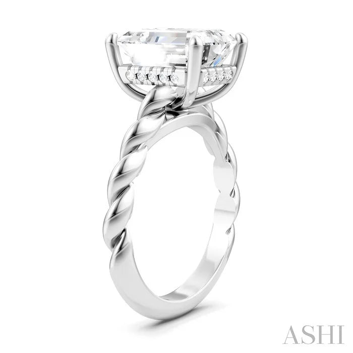 Emerald Shape Semi-Mount Diamond Engagement Ring