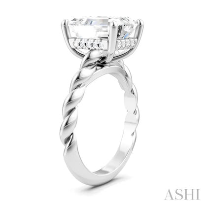 Emerald Shape Semi-Mount Diamond Engagement Ring