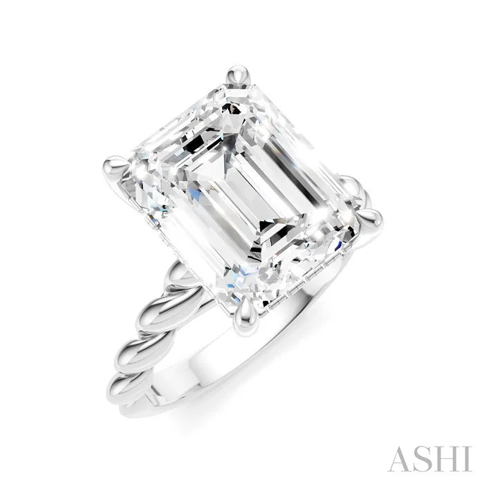 Emerald Shape Semi-Mount Diamond Engagement Ring