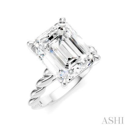 Emerald Shape Semi-Mount Diamond Engagement Ring
