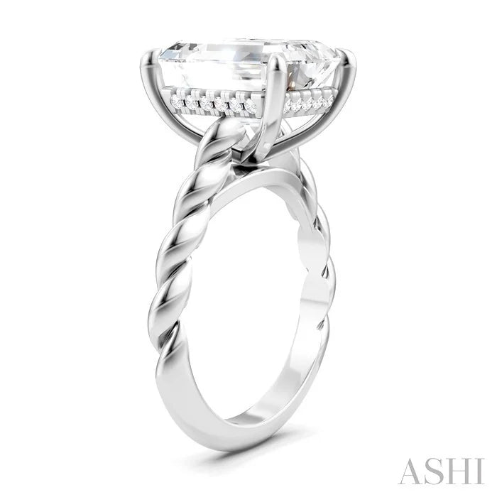Emerald Shape Semi-Mount Diamond Engagement Ring