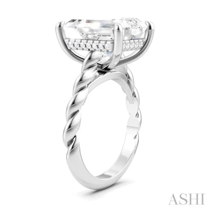 Emerald Shape Semi-Mount Diamond Engagement Ring