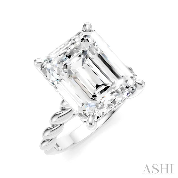 Emerald Shape Semi-Mount Diamond Engagement Ring