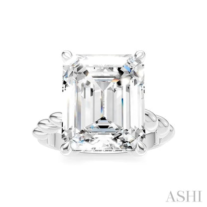 Emerald Shape Semi-Mount Diamond Engagement Ring