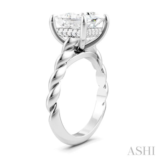 Princess Shape Semi-Mount Diamond Engagement Ring