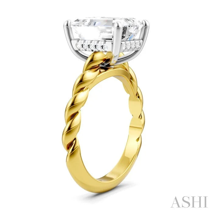 Emerald Shape Semi-Mount Diamond Engagement Ring