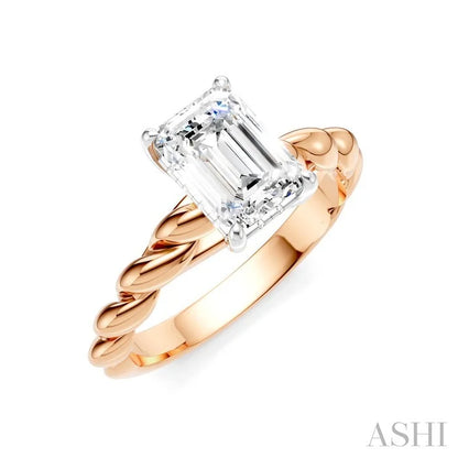 Emerald Shape Semi-Mount Diamond Engagement Ring