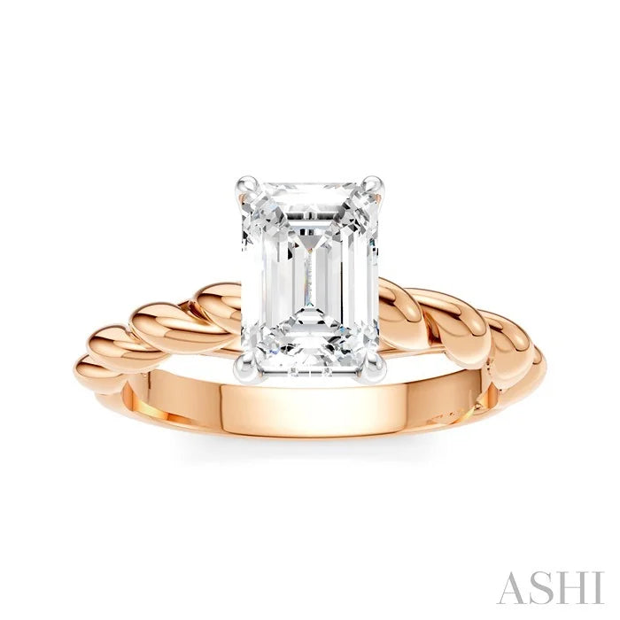 Emerald Shape Semi-Mount Diamond Engagement Ring