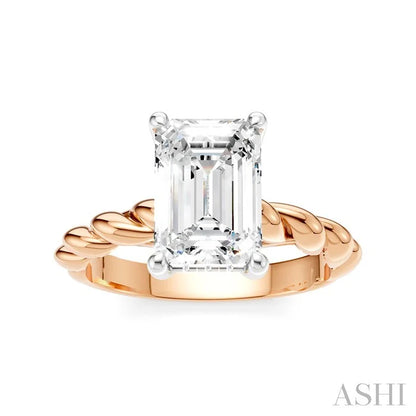 Emerald Shape Semi-Mount Diamond Engagement Ring