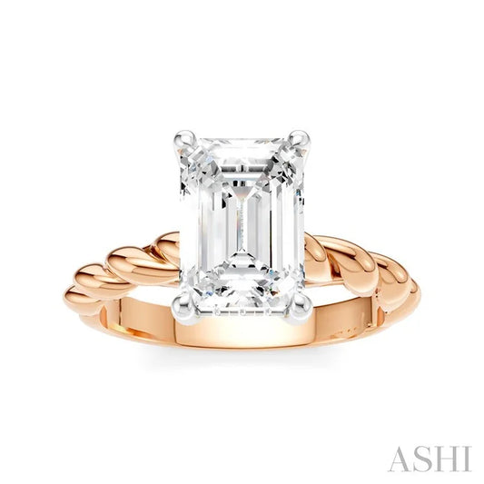 Emerald Shape Semi-Mount Diamond Engagement Ring
