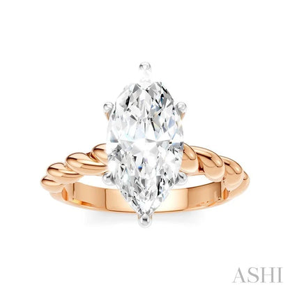 Marquise Shape Semi-Mount Diamond Engagement Ring