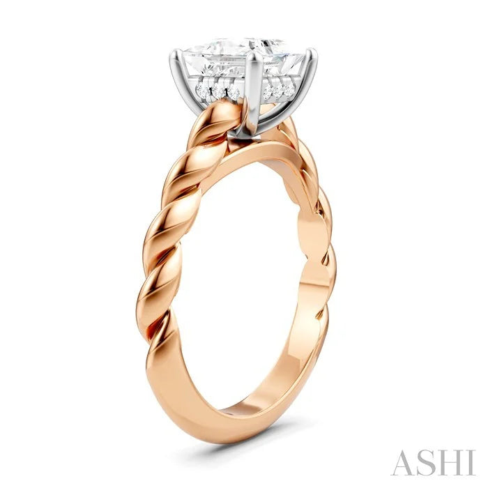 Princess Shape Semi-Mount Diamond Engagement Ring