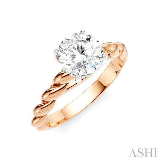 Round Shape Semi-Mount Diamond Engagement Ring