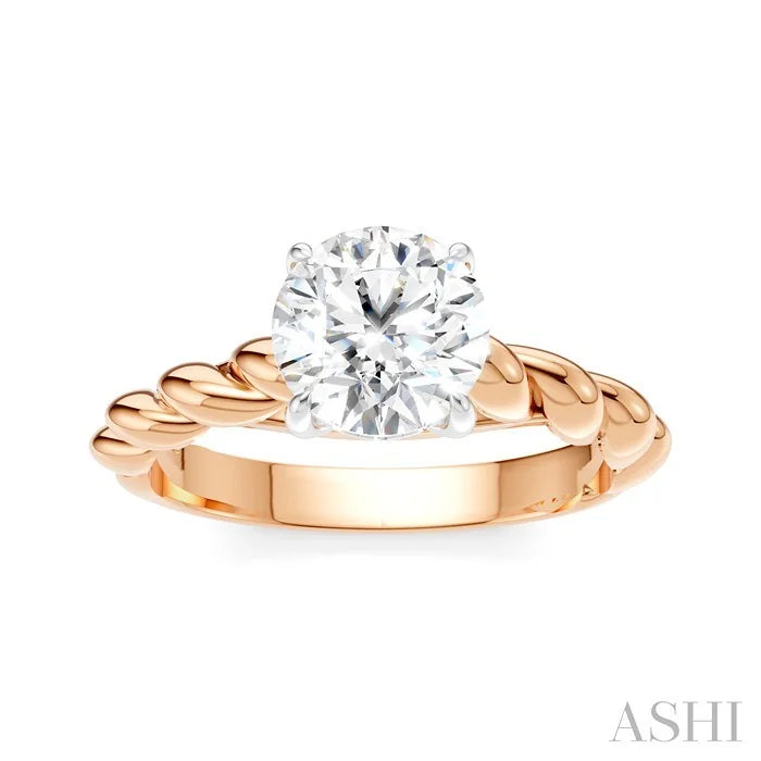 Round Shape Semi-Mount Diamond Engagement Ring