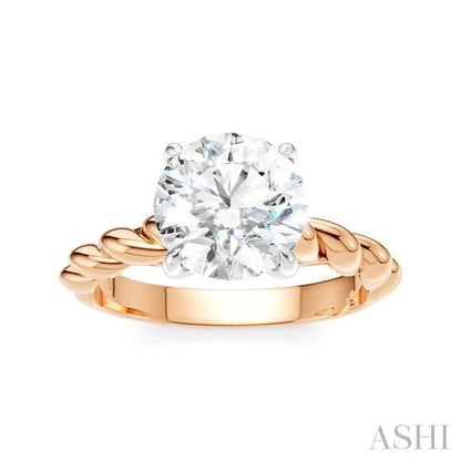 Round Shape Semi-Mount Diamond Engagement Ring