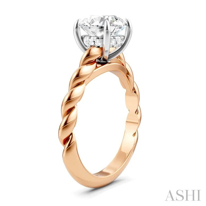 Round Shape Semi-Mount Diamond Engagement Ring
